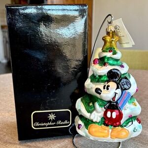 Christopher Radko Disney Mickey & Minnie Christmas Ornament 15554 Box Tag 1997